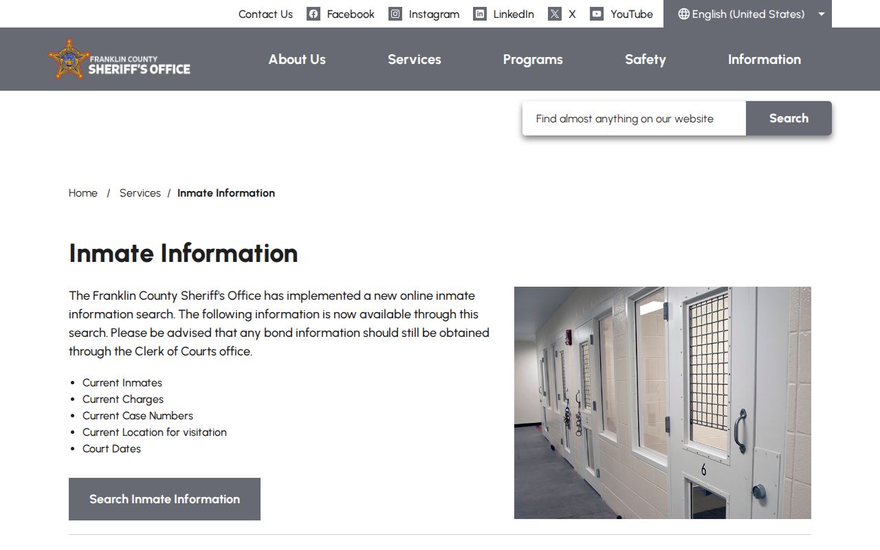 Washington Township neighbors Franklin County inmate information limits