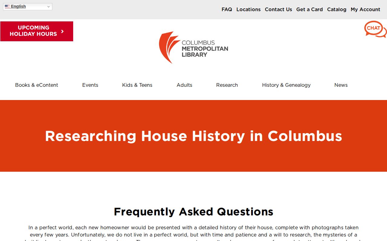 Washington Township previous residents Columbus Metropolitan Library house-history guide