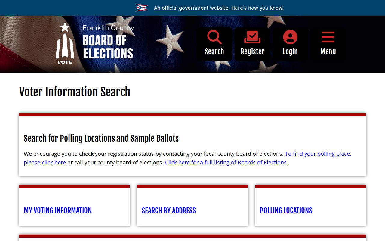 Washington Township resident lookup Franklin County voter information source